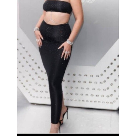 NWT SKIMS X SWAROVSKI JELLY SHEER INTIMATES TUBE SKIRT IN ONYX - Picture 3 of 4